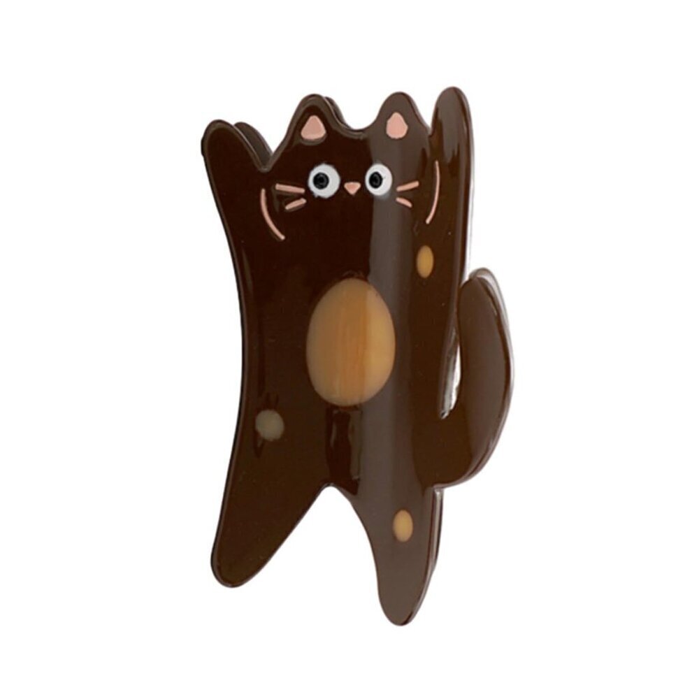 Funny Standing Cat Hair Clip Acetate Claw Hair Clips for Women Brown